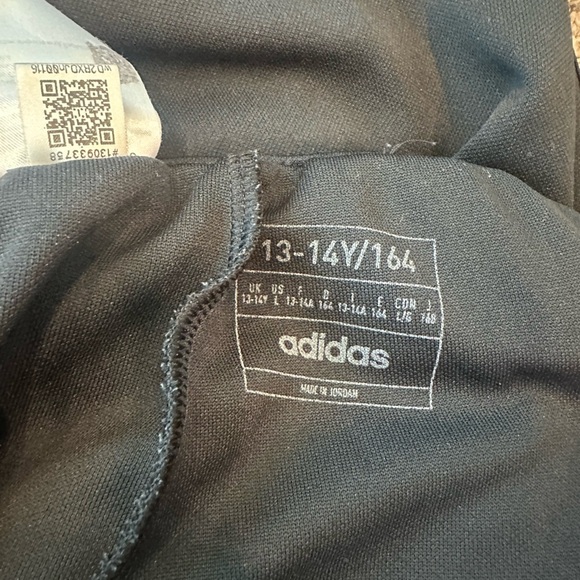 Adidas Black Track Pants sz 13/14 youth - Picture 2 of 2